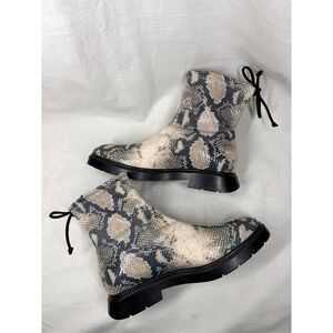 Stuart Weitzman Benita Flat Python Print Stretch Lug Boots Size 9